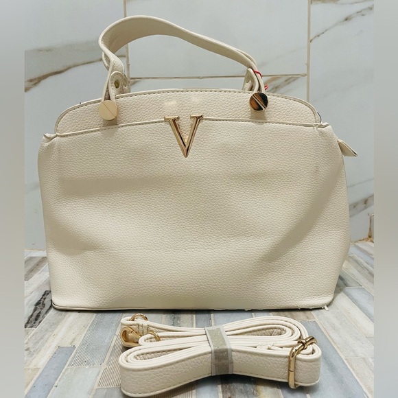 Elegant Cream Concorde Handbag pebbled  faux leather purse - Picture 15 of 16